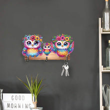 Load image into Gallery viewer, Wooden Special Shaped Three Owls Family Diamond Art Craft Wall Hooks Home Decor