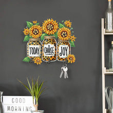 Load image into Gallery viewer, Wooden Special Shaped Leopard Print Sunflowers Diamond Art Craft Wall Hooks