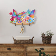 Load image into Gallery viewer, Wooden Special Shaped Rainbow Butterflies Flowers Diamond Art Craft Wall Hooks