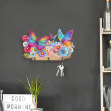 Load image into Gallery viewer, Wooden Special Shaped Rainbow Butterflies Flowers Diamond Art Craft Wall Hooks