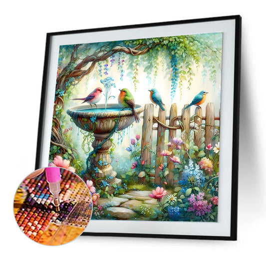 Diamond Painting - Full Round - Garden fountain (30*30CM)