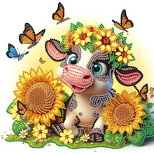 Load image into Gallery viewer, Diamond Painting - Partial Special Shaped - Sunflower cow (30*30CM)