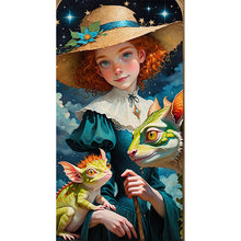 Load image into Gallery viewer, Diamond Painting - Full Round - Girl and dinosaur (40*75CM)
