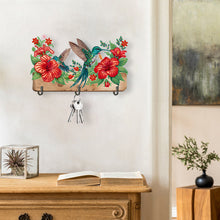 Load image into Gallery viewer, Wooden Hummingbird Flower Special Shape Diamond Painting Hanging Hooks for Decor