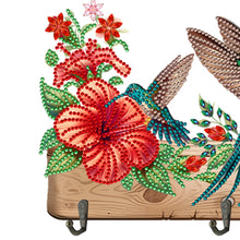 Load image into Gallery viewer, Wooden Hummingbird Flower Special Shape Diamond Painting Hanging Hooks for Decor