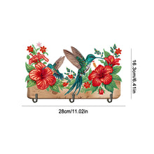 Load image into Gallery viewer, Wooden Hummingbird Flower Special Shape Diamond Painting Hanging Hooks for Decor
