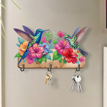 Load image into Gallery viewer, Wooden Hummingbird Flower Special Shape Diamond Painting Hanging Hooks for Decor