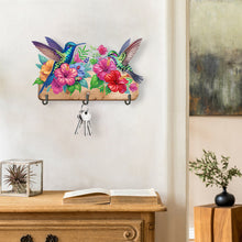 Load image into Gallery viewer, Wooden Hummingbird Flower Special Shape Diamond Painting Hanging Hooks for Decor