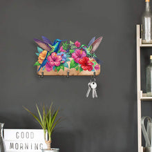 Load image into Gallery viewer, Wooden Hummingbird Flower Special Shape Diamond Painting Hanging Hooks for Decor