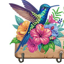 Load image into Gallery viewer, Wooden Hummingbird Flower Special Shape Diamond Painting Hanging Hooks for Decor
