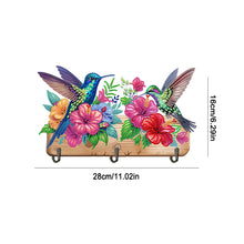 Load image into Gallery viewer, Wooden Hummingbird Flower Special Shape Diamond Painting Hanging Hooks for Decor