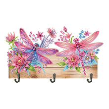 Load image into Gallery viewer, Wooden Dragonfly Flower Special Shape Diamond Painting Hanging Hooks for Decor