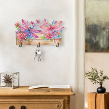 Load image into Gallery viewer, Wooden Dragonfly Flower Special Shape Diamond Painting Hanging Hooks for Decor