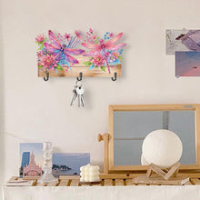 Load image into Gallery viewer, Wooden Dragonfly Flower Special Shape Diamond Painting Hanging Hooks for Decor
