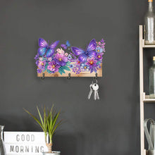 Load image into Gallery viewer, Wooden Butterfly Flower Special Shape Diamond Painting Hanging Hooks for Decor