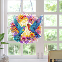 Load image into Gallery viewer, Acrylic Hummingbird Flower Special Shape Diamond Painting Hanging Pendant