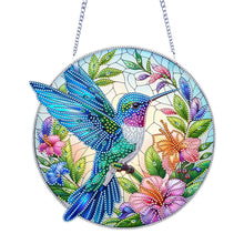 Load image into Gallery viewer, Acrylic Hummingbird Flower Special Shape Diamond Painting Hanging Pendant