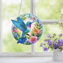 Load image into Gallery viewer, Acrylic Hummingbird Flower Special Shape Diamond Painting Hanging Pendant