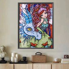 Load image into Gallery viewer, Diamond Painting - Full Round - Girl and dragon (40*50CM)