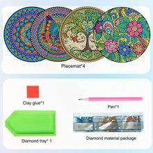 Load image into Gallery viewer, 4Pcs Wooden Mandala Flower Plant DIY Diamond Painting Placemats with Holder