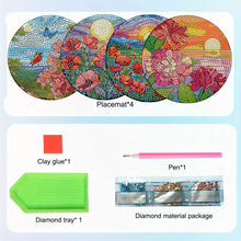 Load image into Gallery viewer, 4Pcs Wooden Flower Plant DIY Diamond Painting Placemats with Holder for Decor