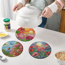 Load image into Gallery viewer, 4Pcs Wooden Flower Plant DIY Diamond Painting Placemats with Holder for Decor