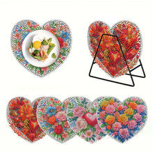 Load image into Gallery viewer, 4Pcs Wooden Love Flower Plants DIY Diamond Painting Placemats with Holder