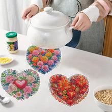 Load image into Gallery viewer, 4Pcs Wooden Love Flower Plants DIY Diamond Painting Placemats with Holder