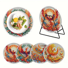 Load image into Gallery viewer, 4Pcs Wooden Phoenix DIY Diamond Painting Placemats with Holder for Home Decor