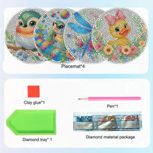 Load image into Gallery viewer, 4Pcs Wooden Animal DIY Diamond Painting Placemats with Holder for Home Decor
