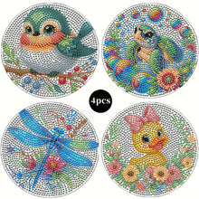 Load image into Gallery viewer, 4Pcs Wooden Animal DIY Diamond Painting Placemats with Holder for Home Decor