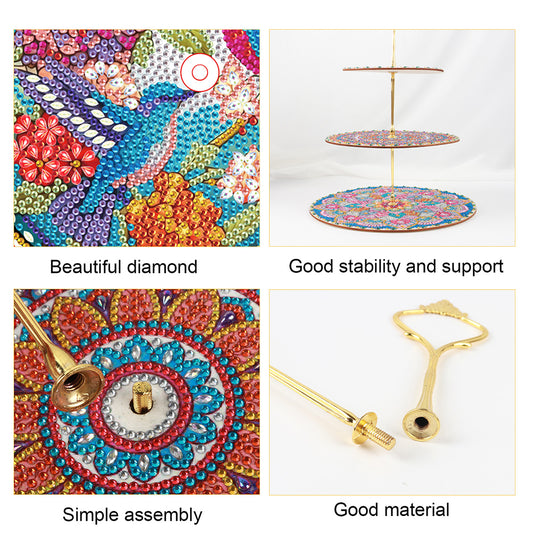3 Tier Acrylic Mandala Diamond Painting Cake Snack Stand for Afternoon Tea