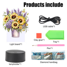 Load image into Gallery viewer, Flower Diamond Painting Night Light 5D DIY Diamond Painting Lamp (Bouquet)