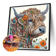 Load image into Gallery viewer, Diamond Painting - Partial Special Shaped - Poppy Highland Yak (30*30CM)