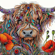 Load image into Gallery viewer, Diamond Painting - Partial Special Shaped - Poppy Highland Yak (30*30CM)