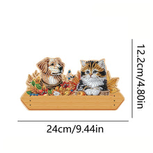 Load image into Gallery viewer, Wooden Cats Dogs 3 Hooks Diamond Painting Hook Rail Aniaml for Home Office Decor