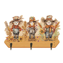 Load image into Gallery viewer, Wooden Cats Dogs 3 Hooks Diamond Painting Hook Rail Aniaml for Home Office Decor