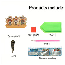 Load image into Gallery viewer, Wooden Cats Dogs 3 Hooks Diamond Painting Hook Rail Aniaml for Home Office Decor