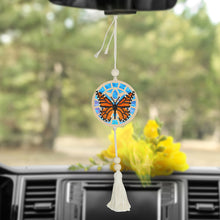 Load image into Gallery viewer, 2Pcs Wooden Double Sided Butterfly Diamond Art Hanging Tassel Pendant Decoration