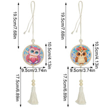 Load image into Gallery viewer, 2Pcs Wooden Double Sided Owl Diamond Art Hanging Tassel Pendant for Beginner
