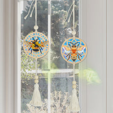 Load image into Gallery viewer, 2Pcs Wooden Double Sided Bee Diamond Art Hanging Tassel Pendant for Beginner