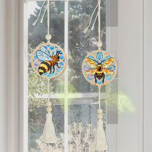 Load image into Gallery viewer, 2Pcs Wooden Double Sided Bee Diamond Art Hanging Tassel Pendant for Beginner