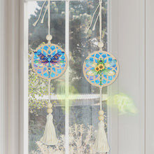 Load image into Gallery viewer, 2Pcs Wooden Double Sided Dragonfly Diamond Art Hanging Tassel Pendant Decoration