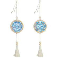 Load image into Gallery viewer, 2Pcs Wooden Double Sided Snowflake Diamond Art Hanging Tassel Pendant Decoration