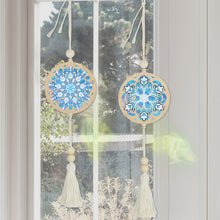 Load image into Gallery viewer, 2Pcs Wooden Double Sided Snowflake Diamond Art Hanging Tassel Pendant Decoration