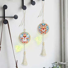 Load image into Gallery viewer, 2Pcs Wooden Double Sided Elk Gingerbread Man Diamond Art Hanging Tassel Pendant