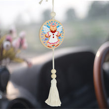 Load image into Gallery viewer, 2Pcs Wooden Double Sided Elk Gingerbread Man Diamond Art Hanging Tassel Pendant