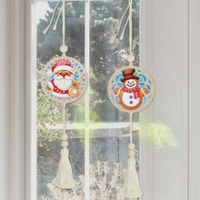 Load image into Gallery viewer, 2Pcs Wooden Double Sided Santa Claus Snowman Diamond Art Hanging Tassel Pendant
