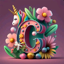 Load image into Gallery viewer, Diamond Painting - Full Round - Unicorn letter C (30*30CM)