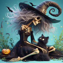 Load image into Gallery viewer, Diamond Painting - Full Square - Halloween Skeleton Witch (30*30CM)
